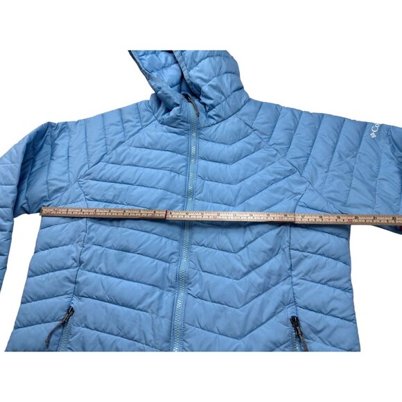 Columbia Womens Light Blue Quilted Hooded Jacket Omni-Heat Lined Full-Zip Lightw - Picture 6 of 9